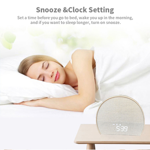 Haut-parleur sans fil en tissu avec <span class=keywords><strong>radio</strong></span> FM, lumière de réveil au lever du soleil et bruit blanc, son de la nature, réveil pour cadeau, haut-parleur musical - Product Image 5