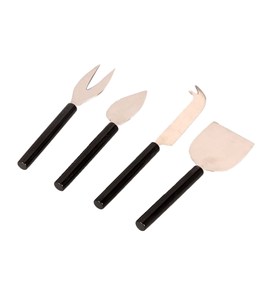 High Quality Stainless Steel Black & Silver Cheese <b>Knife</b> Set for Home Hotel or Restaurant Including Fork and Spoon - Product Image 1