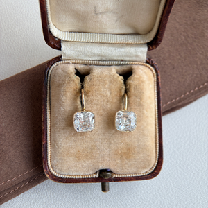 Boucles d'oreilles pendantes en diamant taille coussin, style ancien - Product Image 4