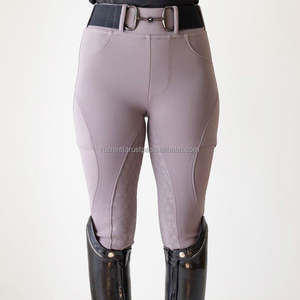 Pantalones de equitación para mujer con tela elástica en 4 direcciones y agarre en las rodillas, leggings de equitación en oferta - Product Image 1