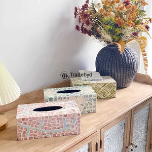 Classic Premium Quality Mop Inlay Floral <b>Pattern</b> Engraved Decorative <b>Tissue</b> Holder for Upscale Home Decor Tradebyd - Product Image 4