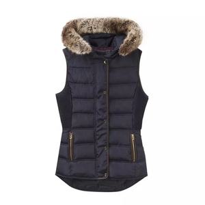 Chaleco acolchado con cuello levantado para mujer, chaleco ligero con cremallera acolchado con capucha, ropa ecuestre - Product Image 2