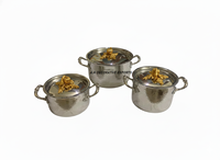 Batterie de cuisine de luxe classique en acier inoxydable martelé avec boutons en forme de citrouille, ensemble de casseroles et marmites, ustensiles de cuisine de qualité alimentaire, en vente