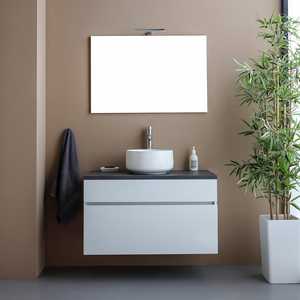 90cm White <b>Under</b>-<b>Sink</b> <b>Bathroom</b> <b>Cabinet</b> with Anthracite Shanghai Top <b>Bathroom</b> Sets Product - Product Image 2