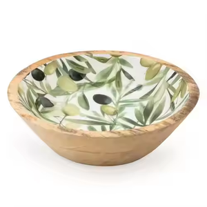 Fabricant et grossiste salade de fruits en bois bol en bois imprimé à l'intérieur de l'émail décalcomanie qualité unique personnalisé saladiers en bois de manguier - Product Image 4