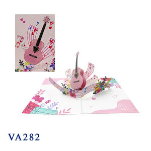 Handmade 3D Pop up <b>Card</b> Valentine's Day Pink Guitar Love Style Paper Crafts Best Seller Wholesale - Product Image 4