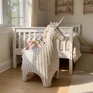 Panier licorne en osier fait main, paniers de rangement en rotin naturel, multifonctionnel et moderne, fabriqué au Vietnam - Product Image 2