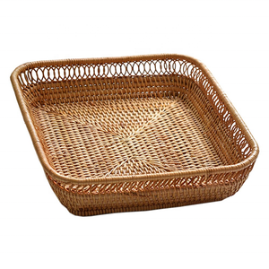 Bandeja de servicio de mimbre de bambú de lujo al por mayor artículo decorativo para el hogar de la mejor calidad con asas estándar superior para servir y almacenar - Product Image 1