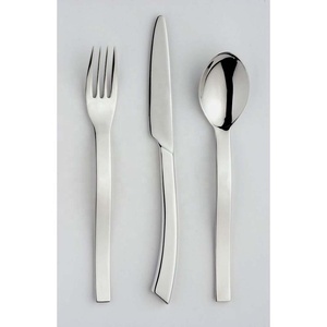 Vente chaude Nouvelle Conception De Vaisselle Légère Mince Argent Poli En Acier Inoxydable Couverts Cuillère Fourchette Ensembles avec Poignée Noire pour La Maison - Product Image 5