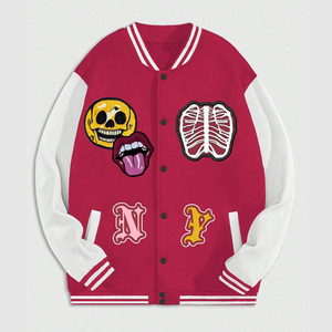 Thick wool leather <b>men</b> <b>varsity</b> <b>jacket</b> custom embroidered college style <b>bomber</b> outerwear for winter OEM ODM manufacturer - Product Image 1