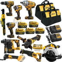 Vente directe d'usine, kit combiné sans fil DEWALT avec 5 batteries et chargeur, meuleuse, perceuse, clé à chocs, kit combiné d'outils électriques 20 en 1
