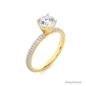 Anillo de compromiso de diamante CVD cultivado en laboratorio de corte redondo de 1,05 quilates, anillo de regalo de aniversario de oro amarillo para ella - Product Image 3