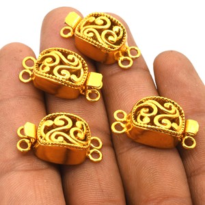 Fermoir Bali Box 25X12X10MM pour bijoux multibrins 1-2-3 brins plaqués or 18 carats B217-for à fabriquer de superbes pièces! - Product Image 1