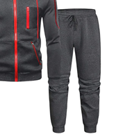 Ensemble de survêtement sportif à capuche pour homme, veste zippée, pantalon de jogging, deux pièces, décontracté, athlétique, hiver, chaud, tenue d'entraînement, streetwear, 100% coton
