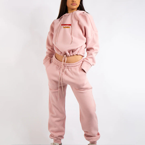 Nouveau arrivé Loose Fit surdimensionné dames Jogger ensemble en gros 100% coton surdimensionné logo personnalisé streetwear 2 pièces survêtement femme - Product Image 1