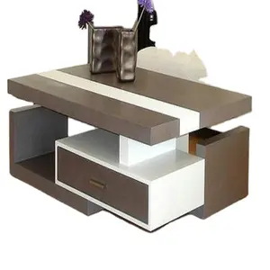 Meja Klasik dengan Dror untuk Rumah Hotel Ruang Tamu Warna Coklat Meja Kopi Modern Kayu Bentuk Persegi Pusat Mebel Meja