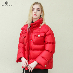 Chaquetas de plumón sólido para <span class=keywords><strong>mujer</strong></span>, abrigos de plumas de <span class=keywords><strong>ganso</strong></span> a la moda, abrigos acolchados - Product Image 2
