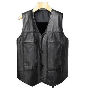 Gilet de moto léger de haute qualité pour hommes Logo personnalisé en cuir véritable véritable pour l'hiver à bas prix - Product Image 6