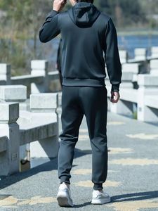 Ensemble de survêtement décontracté 2 pièces pour adultes, écologique, couleur unie, respirant, rayures imprimées, 100% polyester, anti-boulochage - Product Image 2