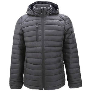 Venta al por mayor de invierno de moda de los hombres de la Parka Puff Jacket con Stand Collar Warm Zipper Hood Cotton-Filled Loose Outdoor Coat - Product Image 4