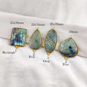 Elegant Handcrafted Flower Design Labradorite <b>Crystal</b> Gold Plated <b>Pendant</b>: Exquisite Carved Gemstone Jewelry - Product Image 3