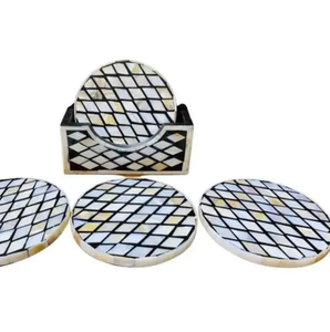 Sous-verre de thé en incrustation d'os indien poli de haute qualité personnalisé sous-verres en os de Style classique directement - Product Image 6