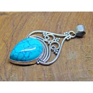 Colgante turquesa de Plata de Ley 925 hecho a mano con cabujón, regalo de joyería fina para mujeres y niñas - Product Image 3