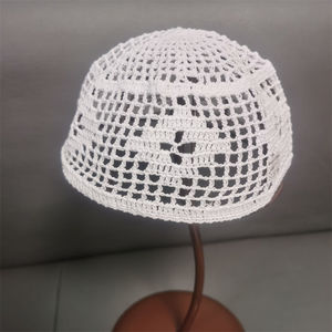 Wholesale White Crochet Islamic Cotton <b>Hat</b> Muslim Prayer Cap Embroidery Custom Logo Knitted Kufi Namaz Hijab Unisex Formal - Product Image 4