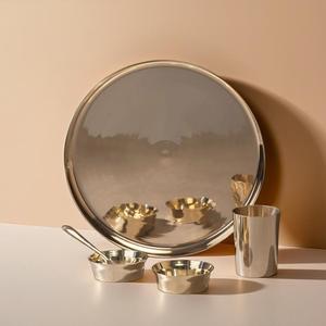 Ensemble Kansa Thaali avec finition artisanale Ensemble de plaques indiennes traditionnelles en alliage de métal Bell - Product Image 4