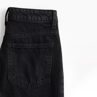 Celana Jeans Wanita Model Lurus Berpinggang Tinggi Kancing Depan, Bahan Katun 100% Bernapas, Dapat Dicuci, Warna Gelap, Kasual, Buatan Khusus untuk Musim Panas