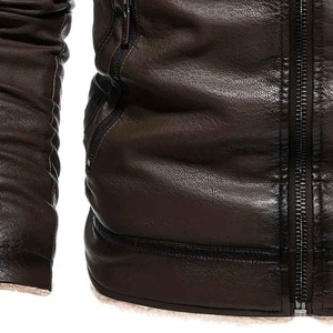 2025 plus vente chaude hommes veste en cuir véritable agneau Bomber veste hommes Vintage marron avec col Premium veste en cuir hommes - Product Image 6