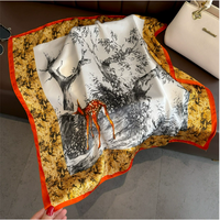 Écharpe en soie carrée pour femmes 70x70, foulard de luxe, accessoire de mode élégant, doux et léger