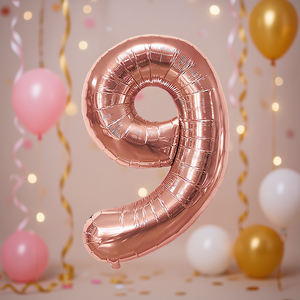 Palloncino Numero 9 Oro Rosa 80cm per Decorazioni Festa - Product Image 3