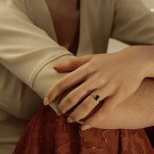 แหวนพลอยโมราสีดำรูปแปดเหลี่ยม925แข็งสีเงินสเตอร์ลิงประดับทองแบบเรียบง่ายเครื่องประดับเงินชั้นดีขายส่งจำนวนมาก - Product Image 5