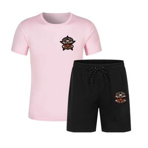 Vente en gros de logo personnalisé ensemble t-shirt et short à motif uni col rond pour hommes sérigraphie surdimensionnée - Product Image 1