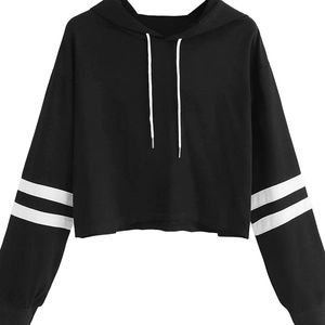 Sweat à capuche court pour femme moderne d'hiver avec logo sur le devant, tissu en polaire confortable, coupe confortable pour la mode décontractée quotidienne - Product Image 4