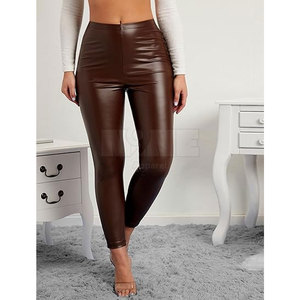 Pantalon en cuir personnalisé pour femmes de haute qualité, taille moyenne, matériau respirant unique de style avant plat pour les soldes d'hiver - Product Image 6