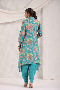 Imprimé floral Dames Soie Vêtements Réguliers En Gros Dhoti Kurti Co-Ord Ensemble Au Meilleur Prix Belle Collection D'été Personnalisé - Product Image 6