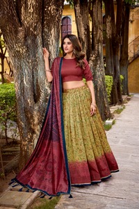 Colección de Lehengas de Moda para Mujer, Lehenga Choli de Seda Vichitra con Estampado Digital para Bodas y Festivales - Product Image 4
