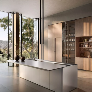 Ensemble d'armoires de cuisine <span class=keywords><strong>en</strong></span> acier inoxydable durable <span class=keywords><strong>en</strong></span> forme de L avec robinet <span class=keywords><strong>pour</strong></span> villas et maisons haut de gamme, <span class=keywords><strong>four</strong></span> encastré, rangement intelligent - Product Image 3