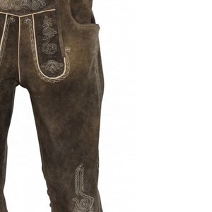 Lederhosen bavaroises authentiques pour hommes, marron, longues, effet vieilli, avec braguette boutonnée, haute qualité, Kneibund, été - Product Image 3