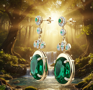 Pendientes de Plata de Ley 925 con Hidro Verde en Múltiples Formas, Chapados en Oro de 18K, Joyería de Moda Hecha a Mano para Mujer - Product Image 4