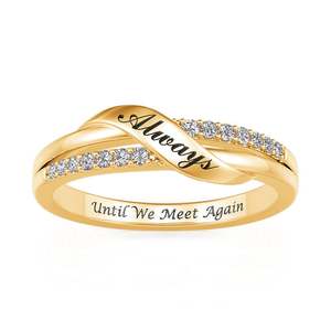 Bague de mariage personnalisée Jeulia pour femme, design nœud gravé en platine ou or 10 carats - Product Image 4