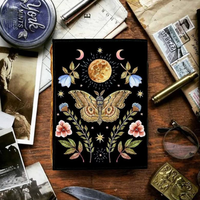 Carnet de notes en cuir véritable fait main Al Amir 9x6 pouces, motif papillon classique, fleurs, rêve, art, carnet de croquis, 200 pages à bords festonnés imprimées