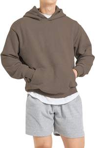 Sudadera con Capucha Personalizada para Hombre, de Algodón, Corte Regular, Hombros Caídos, Forro Polar Grueso, para Invierno, Color Liso - Product Image 3