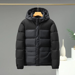 OEM <b>Hooded</b> Heavy Designer Puff Padded <b>Coat</b> Odm Logo Oversized Men's Down Bubble Winter <b>Black</b> Custom Men Shiny Puffer Jacket - Product Image 5