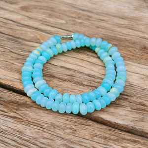 สร้อยคอลูกปัดโอปอลสีฟ้าของเปรู7-8มม. เครื่องประดับหินธรรมชาติโทนสีน้ำอ่อนเลือก2025แฟชั่นสำหรับผู้หญิง - Product Image 1