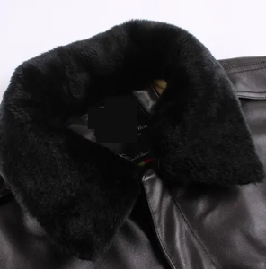 Veste en cuir à manches longues personnalisée OEM pour les hommes Stand vestes en cuir décontractées hiver pour hommes vestes personnalisé fermeture éclair Patch - Product Image 4