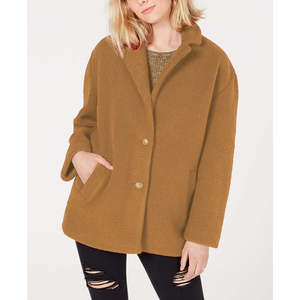 Collezione B Juniors: Cappotto Reversibile in Ecopelliccia, Trench in Lana Stampata Color Cammello, Taglia Media, Imbottitura in Cotone, Cintura in Pelliccia di Coniglio - Product Image 1