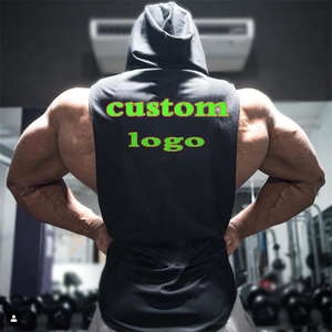 Custom <b>Men</b> <b>Sleeveless</b> Zip Up Gym <b>Hoodie</b> 100% Cotton Muscle Tank Top Bodybuilding Training Vest - Product Image 3